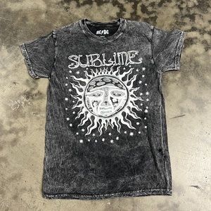 Sublime Sun and Stars Logo Graphic Grey Washed Shory Sleeve Womens T-Shirt